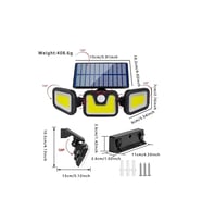 Üçlü Solar Led Projektör – Beyaz Işık – Sensörlü Dış Mekân Aydınlatma (4915)