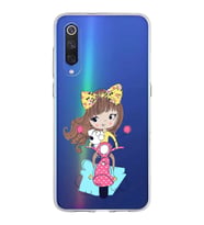 Xiaomi Mi 9 Uyumlu Kapak Vespagirl Tasarımlı Şeffaf Silikon Kılıf