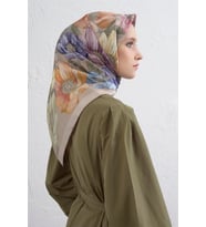 Armine Tivil Saf İpek Eşarp 9403 - 07 Vizon Karışık Desen