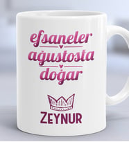 Kişiye Özel Aslan Başak Burcu Hediye Kupa Bardak Doğum Günü Hediyesi (Beyaz)