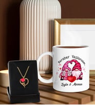 BK Gift Kişiye Özel Kupa ve Zirkon Taşlı Aşk Çiçeği Kalp Kolye-3, Sevgiliye Hediye, Doğum Günü Hediyesi, Yıl Dönümü Hediyesi