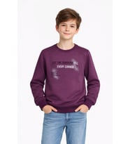 Erkek Çocuk Önü Arkası Baskılı Sweatshirt BGL-ST05231 (Mürdüm)
