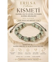 Sertifikalı Kısmeti Hayırlı Eş ve Güzel Yuvasını Kurma Bilekliği Yeşil Necef Dağ Kristali 8 mm