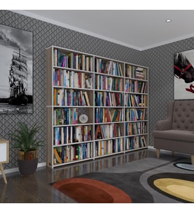 Kenzlife kitaplık süper ga 180*240*19 crd 6 katlı 3 bölme çift bölme opsiyonlu ofis mutfak banyo dolabı arkalıksız