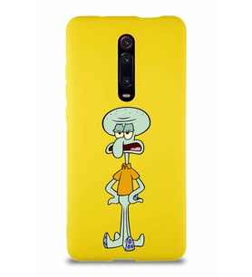 Xiaomi Redmi K20 Pro Soft Premier Kapak Squidward Dokunaç Tasarımlı Silikon Kılıf - Sarı (Şeffaf)
