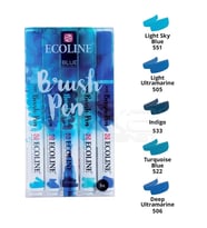 Talens Ecoline Brush Pen 5li Set Mavi Tonlar