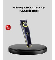 5 Başlıklı Şarjlı Tıraş Makinesi – Saç, Sakal, Burun ve Vücut İçin Çok Fonksiyonlu Bakım Seti