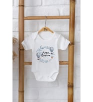 Pia Baby Premium %100 Pamuk İsme Özel Organik Baskılı Çıtçıtlı Bebek Body Zıbın Modelleri 5009-16 (Ekru)