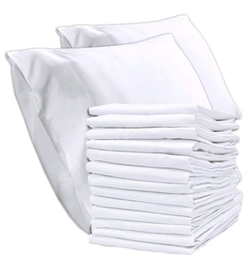 30 Adet Otel Tipi Beyaz Yastık Kılıfı Akfil 63 Tel Dokuma %100 Pamuk 50x70 Cm