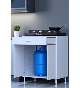 Eliusta Nıvera 70 cm Mutfak Dolabı Beyaz Ankastre 70x88x56 cm Ocak Dolabı Tüp Gizleyici Kapaklı Dolap