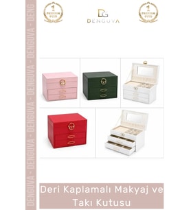 #TakıKutusu Lüks Tasarım Bölmeli Organizer Suni Deri Dayanıklı Deri Kaplamalı Makyaj Takı Kutusu