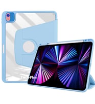 Apple iPad Air 13inç M2/M3 Kılıf Termik Kalem Bölmeli Dönebilen Standlı Case A28 (Mavi)