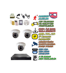 XMPro 3 DOME KAMERALI 1080P 36 IRLED GÜVENLİK KAMERA SETİ