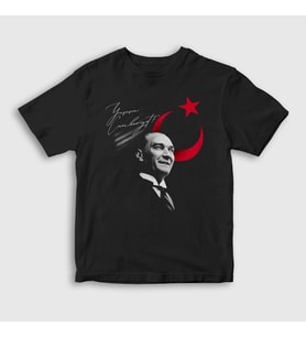 Presmono Unisex Çocuk Siyah 29 Ekim Yaşasın Cumhuriyet Atatürk T-Shirt 501549tt