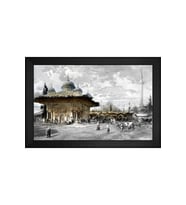 Eski İstanbul Motifli Kanvas Tablo 80 x 110 cm Siyah Çerçeve