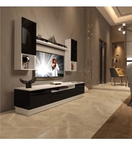 Decoraktiv Trendstyle 5DAS Mdf Tv Ünitesi Tv Sehpası - Beyaz Siyah (Siyah - Beyaz)