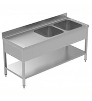 Electrolux Professional 2 Evyeli Tezgah, Evyeleri 600x500 Mm, Damlalığı Solda, Taban Raflı - 1800 Mm, Plus LSGLG1826S