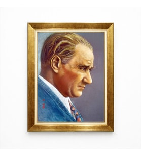 Tablore Atatürk Sanatsal Yağlı Boya Efektli Kanvas Tablo Modern Çerçeveli Tasarım