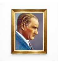 Tablore Atatürk Sanatsal Yağlı Boya Efektli Kanvas Tablo Modern Çerçeveli Tasarım