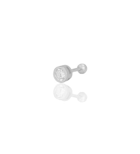Gümüş rodyumlu zirkon tek taş Tragus helix Piercing küpe SGTL12421RODAJ