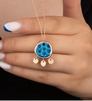 Saklı Takı 925 Ayar Gümüş Rose Süryani Gözü Yuvarlak Kolye