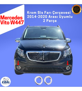 Mercedes Vito W447 Krom Sis Farı Çerçevesi 2 Parça 2014-2020 Paslanmaz Çelik (Gümüş)