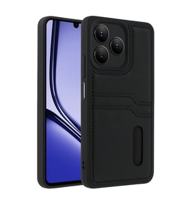 Realme Note 50 4g Kılıf Sara Kartvizitli Deri Kılıf - Siyah