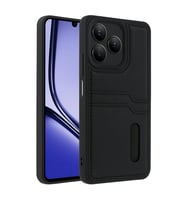 Realme Note 50 4g Kılıf Sara Kartvizitli Deri Kılıf - Siyah