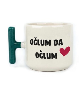 Oğlum Da Oğlum Baskılı Yeşil Kulplu T Kupa