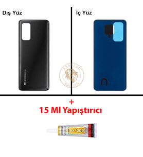 Xiaomi Mi 10T Kozmik Siyah Arka Pil Kapağı Batarya Kapağı Lazer Kesim + B-7000 Yapıştırıcı