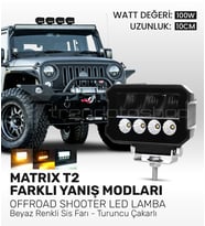 Matrix T2 Beyaz Renkli Sis Farı - Turuncu Çakarlı, 10,000 Lümen, 100 Watt, 12-24 Volt Uyumlu