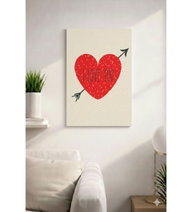 I LOVE YOU YAZILI KALP VE OK DETAYLI SADE ŞIK TASARIMLI  MDF TABLO (27X18)