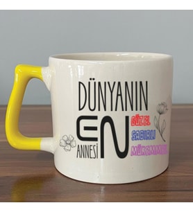 Dünyanın En Annesi Baskılı Sarı Kulplu D Kupa