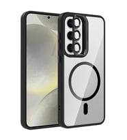 Galaxy S25 FE Kılıf Standlı ve Kamera Lens Hediyeli M-Safe Şarj Özellikli Zore Etro Kapak