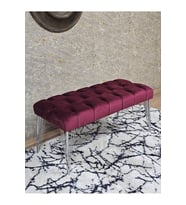 Krom Tel Ayaklı 90 cm Puf Bench - Puf - Bench - Kasalı Oturak - Oturak - Yatak Ucu Puf Bordo Renk 90 x 40 Boyut/Ebat (Çok Renkli)