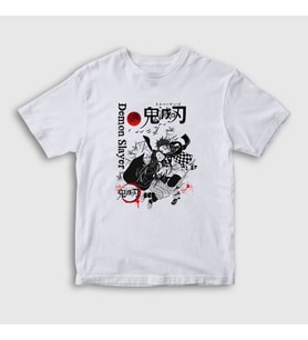 Presmono Unisex Çocuk Beyaz Tanjiro Nezuko V2 Anime Demon Slayer Kimetsu No Yaiba T-Shirt 308999tt