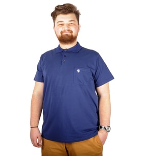 Mode XL Büyük Beden T-shirt Polo Cep Sup Basic 21557 İndigo