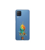Samsung Galaxy M12 ile uyumlu Splash ahtapot tasarımlı şeffaf silikon kılıf