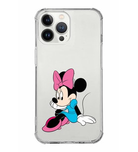 Apple iPhone 13 Pro Uyumlu Köşe Korumalı Antişok  Kapak Minnie Mouse Tasarımlı Şeffaf  Kılıf