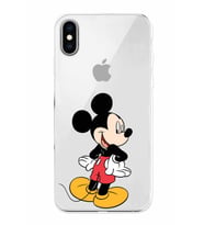 Apple iPhone XS Uyumlu Kamera Korumalı Tıpalı Kapak Mickey Mouse TasarımlıŞeffaf Kılıf
