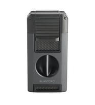 Quantoro Çift Torch Pürmüz V-Cut/Delicili/İğneli Gri Metal Puro Çakmağı - TRZ1098