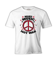 Make Music Not War Peace Logo Beyaz Erkek Tshirt