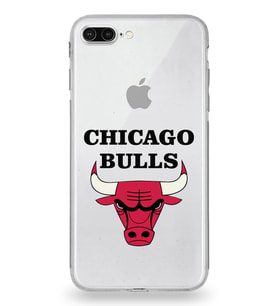 Apple iPhone 7 Plus Uyumlu Kamera Korumalı Tıpalı Kapak Chicago Bulls Tasarımlı Şeffaf Kılıf