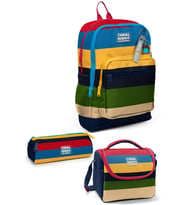 Kids Lacivert Sarı Kırmızı Çizgi Desenli 3’lü Okul Çanta Seti SET0133212
