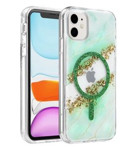 Onegif iPhone 11 Lotus Simli Magsafe Kapak - Yeşil
