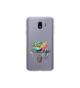 Samsung Galaxy J4 ile Uyumlu Splash Bukalemun Tasarımlı Şeffaf Silikon Kılıf