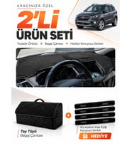 FORD KUGA (2015-2019) Uyumlu Torpido Örtüsü + Tay Tüyü Bagaj Çantası + Sticker Seti - Siyah