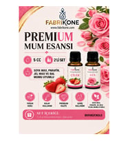 Premium Mum Esansı 5 cc 2'li Set - Çilek, Gül - Soya Wax, Parafin, Jel Wax ve Bal Mumu Uyumlu BKFAB2CKGL5