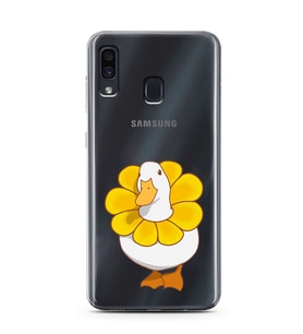 Samsung Galaxy A20/A30 Uyumlu Tatlı Ördek Desenli Şeffaf Telefon Kılıfı