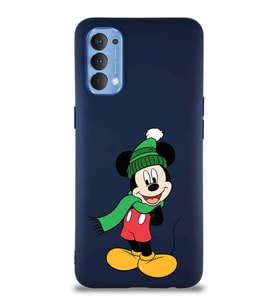 Oppo Reno 4 Soft Premier Kapak Mickey Mouse-G Tasarımlı Silikon Kılıf - Lacivert (Şeffaf)
